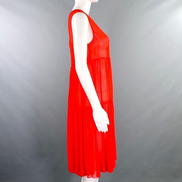 MAX MARA Size M Red See Through A-Line Dress - Picture 2 of 4